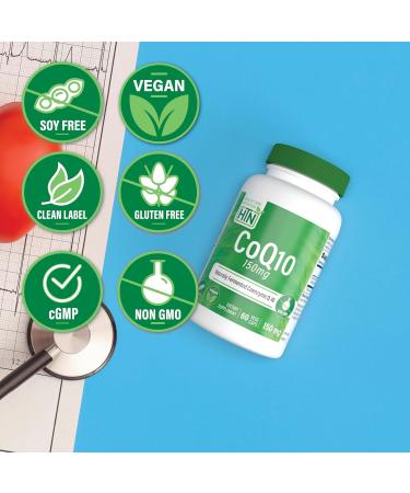 Health Thru Nutrition CoQ-10 150mg - 60 Capsules | Ubiquinone Coenzyme Q10 | Supports Cellular Energy & Antioxidant Protection | Non-GMO Soy-Free Vegan Gluten-Free - Buy Online on GoSupps.com