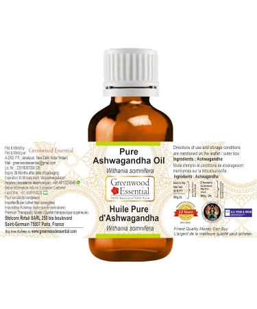 Greenwood Essential Natural Ashwagandha Oil - Therapeutic Quality for Hair Skin & Aromatherapy (15ml) - Fragrance-Free  - Buy Online on GoSupps.com
