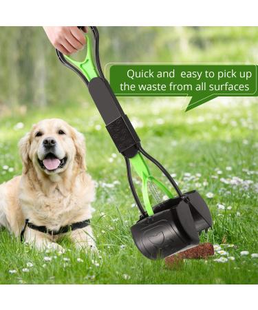 Non-Breakable Pet Pooper Scooper for Dogs and Cats | Durable Spring, Long Handle | Easy Grass & Gravel Pick Up - Green - Buy Online on GoSupps.com