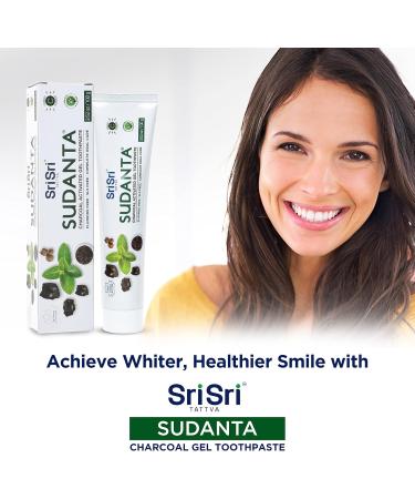 Sri Sri Tattva Sudanta Activated Charcoal Toothpaste Gel - Teeth Whitening Healthy Gums & Fresh Breath | Fluoride-Free Natural Oral Care 100g - Buy Online on GoSupps.com