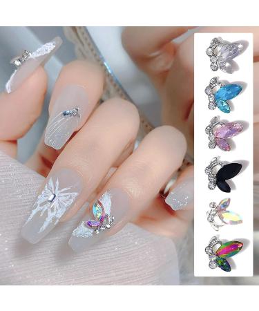FEIlei 10Pcs/Set Nail Art Decor 3D Glitter Sparkling DIY Mini Nail Rhinestones Accessories Crystal Butterfly Nail Charm - Buy Online on GoSupps.com