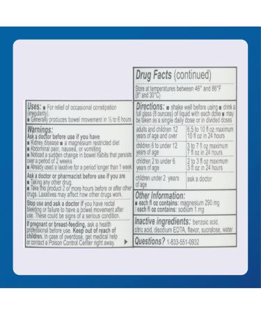 Major Magnesium Citrate Saline Laxative - Helps Relieve Occasional Constipation (Irregularity) - Lemon Flavor - 10 Fl. Oz. (1 Pack) 10 Fl Oz (Pack of 1) - Buy Online on GoSupps.com