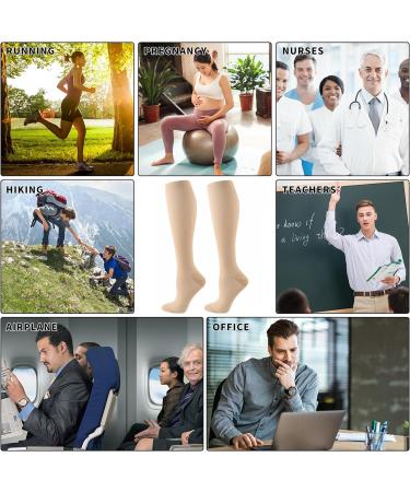 Compression Socks 2 Pairs for Women and Men | 20-25 mmHg Knee High Varicose Veins Stockings for Running, Travel, Nursing, Pregnancy | Skin Color | S/M Size - Buy Online on GoSupps.com