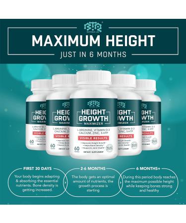 Height Growth Maximizer - USA Made Calcium, Vitamin D3 & Zinc Blend - Height Growth Pills for Kids & Adults - Bone Strength Support - 30 Servings - Buy Online on GoSupps.com