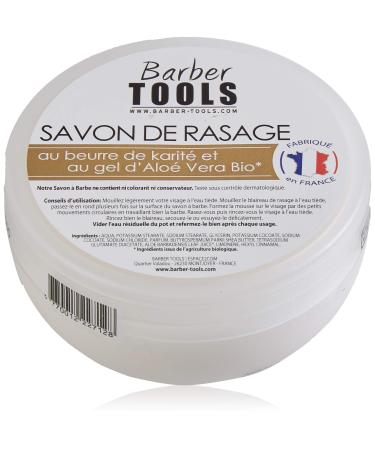 Shaving Soap 150 ml with Organic Aloe Vera Gel and Shea Butter Made in France BARBER TOOLS