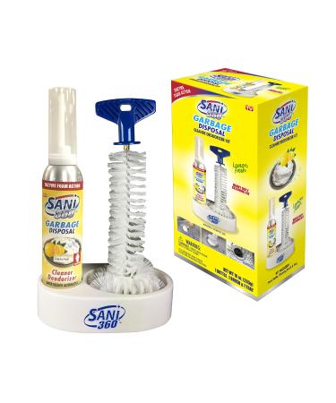Sani Sticks SANI 360 Garbage Disposal Cleaner Kit Lemon Scent, 10 oz Bottle of Foam with Cleaning Brush and Tray - 8 to 10 Uses