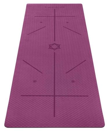 Ewedoos Eco Friendly Yoga Mat with Alignment Lines, TPE Yoga Mat Non Slip Textured Surfaces -Inch Thick High Density Padding To Avoid Sore Knees, Perfect for Yoga, Pilates and Fitness Purple