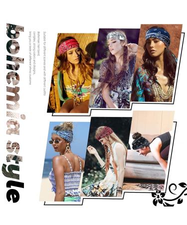 Kavya 6 PCs Wide Elastic Boho Headband Set for Women - Soft Leopard Print Hair Accessories for Yoga & Sports - Multi-Colored Hair Bands - Buy Online on GoSupps.com