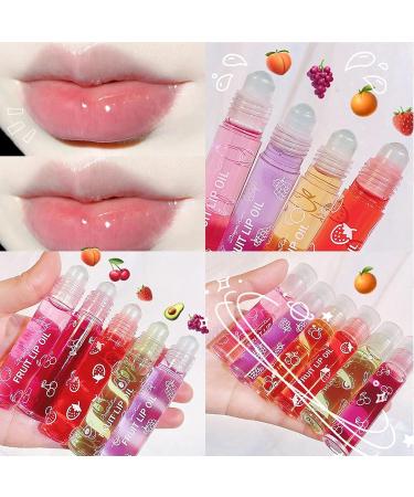 Gireatick 6PCS Fruity Flavors Lip Oil Set | Long-Lasting Moisturizing Balm | Roll-On Gloss Set | Strawberry, Orange, Grape, Avocado, Cherry, Peach | Glossy Lip Makeup | Transparent Lip Gloss - Buy Online on GoSupps.com