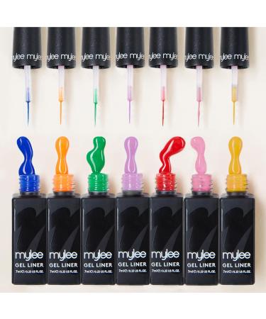 Mylee Liner Gel Nail Polish Set 7x7ml Kaleidoscope With Built-In Nail Art Brush - UV/LED Soak-Off Nail Art Manicure Pedicure for Professional Salon & Home Use - Long Lasting & Easy to Apply - Buy Online on GoSupps.com