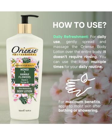 Monoi & Hawaii Flowers Body Lotion - Deep Hydration with Moringa Oil Glycerine & Vitamin E - 16.9 fl oz for Silky Smooth Skin - Buy Online on GoSupps.com