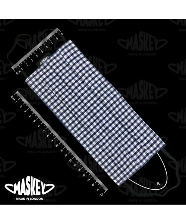 Navy Gingham Washable Reusable Face Mask | 3 Layers Blended Cotton | Unisex & Stylish | Made in London UK | Lasts 100+ Washes - Buy Online on GoSupps.com