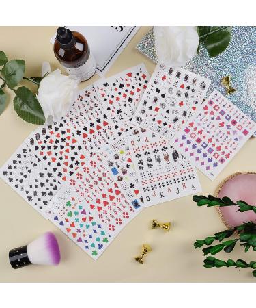 EBANKU Poker Nail Art Stickers - 10 Sheets Playing Card Style Decals for Women and Girls - Numbers, Letters, Graphics - DIY Nail Design Accessories - Buy Online on GoSupps.com