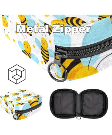 Buy Cute Flying Bees Menstruation Pad Bag with Zipper - Stylish Women's Napkin & Tampon Storage Bag for Girls - Buy Online on GoSupps.com