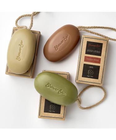Olive Scented Shower Soap on a Rope with Shea Butter - 220g Solid Shower Gel Bar, Eco Friendly Vegan, Plastic-free, Moisturizing Body Wash - 1 Count - Buy Online on GoSupps.com