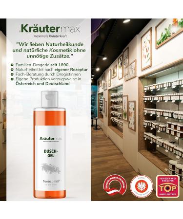  Kr utermax. Tea tree oil shower gel also suitable as a pure natural cosmetic shampoo with tea tree extract 1 x 250 ml - Buy Online on GoSupps.com