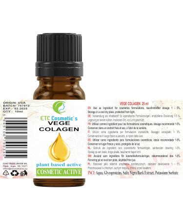 Euro Trade Center VEGECOLLAGEN 10 ml vegetable collagen use as an ingredient for cosmetic formulations creams lotions toners aqueous serums gels mascara hair sprays gels and styling solutions - Buy Online on GoSupps.com