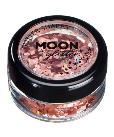 Holographic Glitter Shapes by Moon Glitter - Rose Gold - Cosmetic Festival Makeup Glitter for Face Body Nails Hair Lips - 3g - Buy Online on GoSupps.com