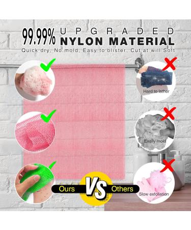 UJFQBH 2-Piece African Net Sponge Set - Exfoliating Shower Body Scrubber for Smooth Skin - Pink & Green - Buy Online on GoSupps.com