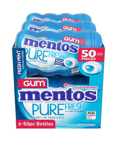 Mentos Pure Fresh Sugar-Free Chewing Gum with Xylitol Fresh Mint 50 ct (Pack of 6) - Buy Online on GoSupps.com