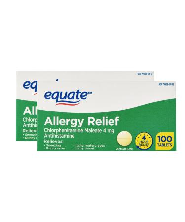 Allergy Relief Tablets 4 mg Chlorpheniramine Maleate | Antihistamine | 100 Tablets | Sneezing Runny Nose & Itchy Eyes Relief | Pack of 2