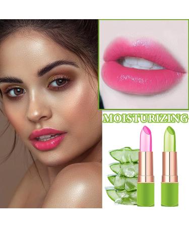 2 PCS Aloe Vera Color Changing Lipstick Set - Long Lasting & Waterproof Lip Tint Gloss for Women - Buy Online on GoSupps.com