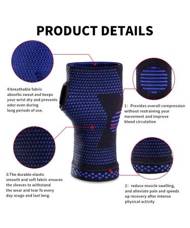 Buy Abyon Compressive Wrist Bandages - 2 Pack for Arthritis & Sports Protection (Men Blue) - Right & Left Hand Support - Buy Online on GoSupps.com