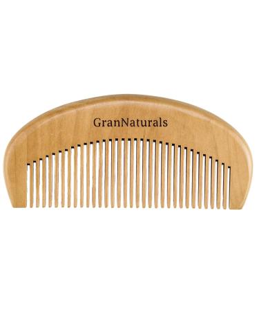 GranNaturals Wooden Comb for Detangling & Styling Wet or Dry Curly, Thin, Thick, Wavy, or Straight Hair - Small Pocket Sized Fine Tooth Natural Wood Comb for Women 1 Count (Pack of 1)
