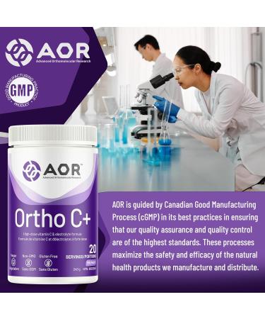 AOR Ortho C+ 240g Powder High-Potency Vitamin C Ascorbic Acid - Electrolyte Formula with Magnesium & Calcium Ascorbate Supports Skin & Blood Vessel Function Electrolyte Powder for Everyday Wellness - Buy Online on GoSupps.com