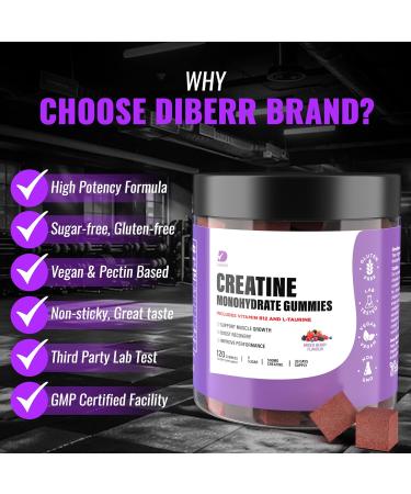 Creatine Gummies - Sugar-Free Vegan Creatine Monohydrate for Men & Women - 5g Per Serving - Boost Focus Strength & Endurance - 120 Ct - Buy Online on GoSupps.com