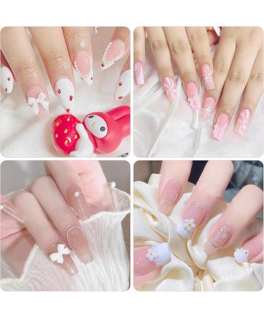 3D Nail Art Gem Kit - Acrylic Butterfly White Flowers Bear Star AB Crystals Cute Nail Charms 3Box Jewelry & Crafting Accessories with Tweezer - Buy Online on GoSupps.com