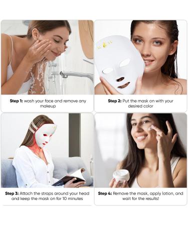 LED Mask Light Therapy - 7 Color Wireless Device for Anti-Aging Wrinkles Breakouts & Pigmentation - Home Skincare Blue Red Light Therapy - Buy Online on GoSupps.com