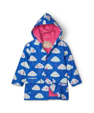 Hatley Girls' Printed Raincoat 10 Years Colour Changing Cheerful Clouds
