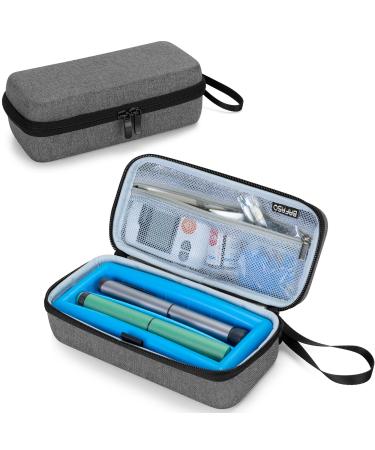 BAFASO Insulin Cooler Travel Case with an Ice Pack (Holds 2 Pens or 6 Vials) Diabetic Bag for Insulin Pens and Glucose Monitor Kit (Bag Only) Gray