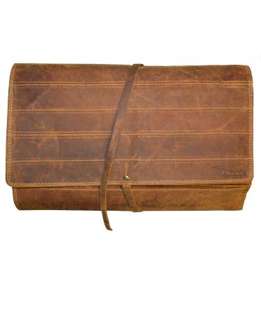 flevado XXL Large Unisex Multifunctional Tool Bag Cosmetic Bag Roll Bag Knife Bag Organizer Full Leather (brown)