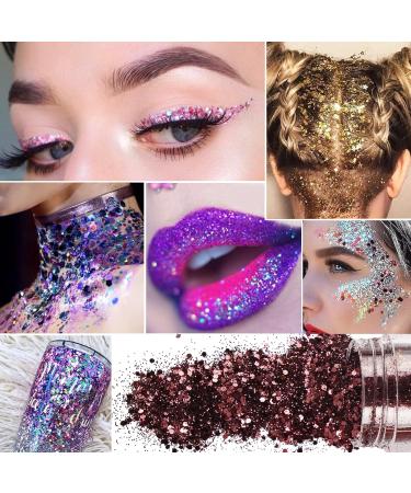 Flofia 12 Box Holographic Nail Glitter Powder - Makeup Face Eyes Body Nail Art & Decoration in Gold & Brown - Buy Online on GoSupps.com