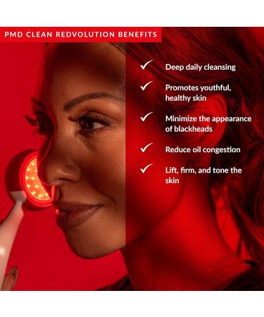 PMD Clean Redvolution - Smart Facial Cleansing Device with Silicone Brush & Red Light Therapy for Smoother Skin Fine Lines Reduction & Firming - Face & Body Care - Buy Online on GoSupps.com