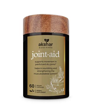 Akshar Ayurveda - Joint Aid - Indian Herbal Joint Support Supplement for Occasional Mobility Relief of Knee Back Hands - Vegan Cruelty-Free Muscle and Joint Supplements for Men & Women (60 Capsules)