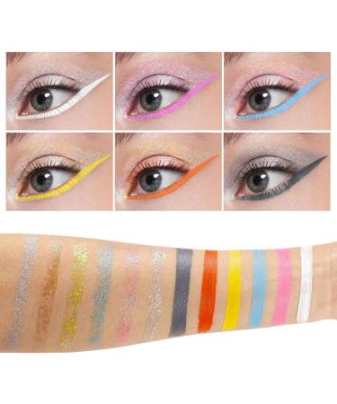 Liquid Eyeliner Colorful Set 6-Colors Dual Ended Colored Liquid Eyeliners Colores Set - Liquid Color Eyeliner Eye Makeup for Valentine's Day Colors Waterproof Smooth & No Fading Uaxiu - Buy Online on GoSupps.com