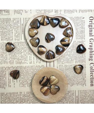 Xiannvxi 20pcs Heart Stones Set - Tiger Eye Natural Healing Crystals for Love & Luck | Raw Gemstones | International Shipping - Buy Online on GoSupps.com
