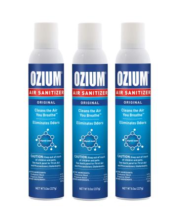 Ozium 8 Oz. Air Sanitizer & Odor Eliminator for Homes, Cars, Offices and More, Original Scent - 3 Pack