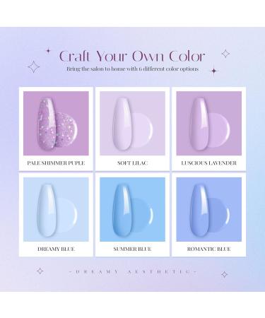 Beetles Gel Nail Polish Set - 6 Glitter Colors - Sky Blue Purple Lavender | Soak Off UV LED Gel Kit for DIY Nail Manicure - Buy Online on GoSupps.com