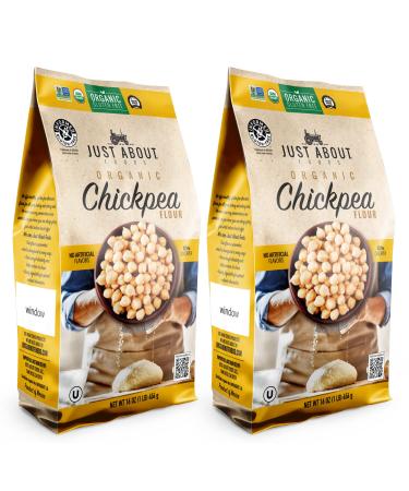 Just About Foods Organic Chickpea Flour 2 Pack 2lb total (two 1lb bags ) USDA Organic Gluten Free Grain free Non GMO Kosher Pack of 2 Organic Chickpea Flour 1 Pound (Pack of 2)