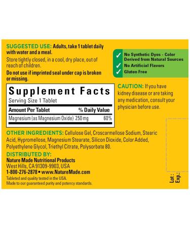 Magnesium Oxide 250mg Tablets - 100 Count for Nutritional Support | Buy Now - Buy Online on GoSupps.com