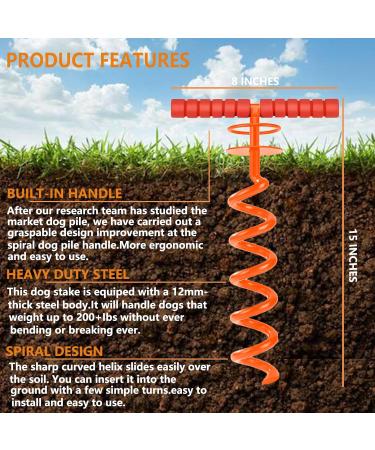 Sliridog 9.2m Heavy-Duty Dog Anchor & Cable | Strongest Stakes for Large Dogs | Safe Outdoor Use (Orange Sunset Chevron) - Buy Online on GoSupps.com