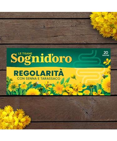  Sogni d'oro Sognioro Herbal Tea Regularity for Intestinal Transit Infused with Natural Extracts of Senna Dandelion Inulin Chamomile Mint Fennel - 7 Packs of 20 Filters - Buy Online on GoSupps.com
