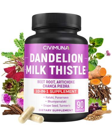 CIVIMUNA Dandelion Root Capsules with Dandelion Root Milk Thistle Beet Powder and More - 90 Capsules for 3 Months Supply