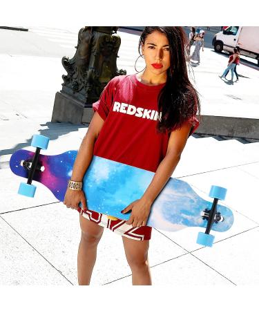 TLHB 41 Inch Drop Through Longboard Complete | Premium Nature Maple Cruiser for Adults, Teens & Kids | High-Speed Bearings & T-Tool | Pink - Buy Online on GoSupps.com