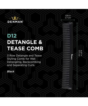 Denman 3 Row Detangle and Tease Styling Comb (BLACK) - Perfect for Wet Detangling, Backcombing, and Separating Curls | D12 - Buy Online on GoSupps.com