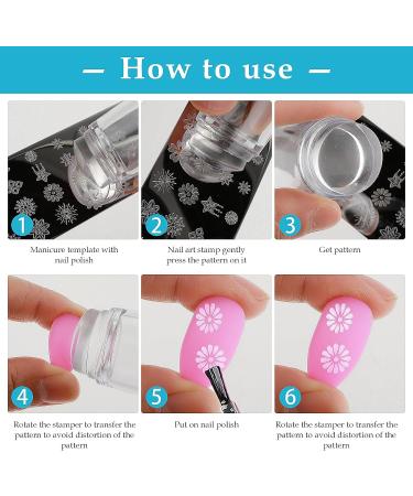 Nail Art Stamper Set - 1 Pc Silicone Nail Art Stamper with 2 Pcs French Nail Stamper Head 1 Nail Stamping Plate and 1 Scraper Manicure Tools Kit for Home Salon DIY Nail Art Decor - Buy Online on GoSupps.com